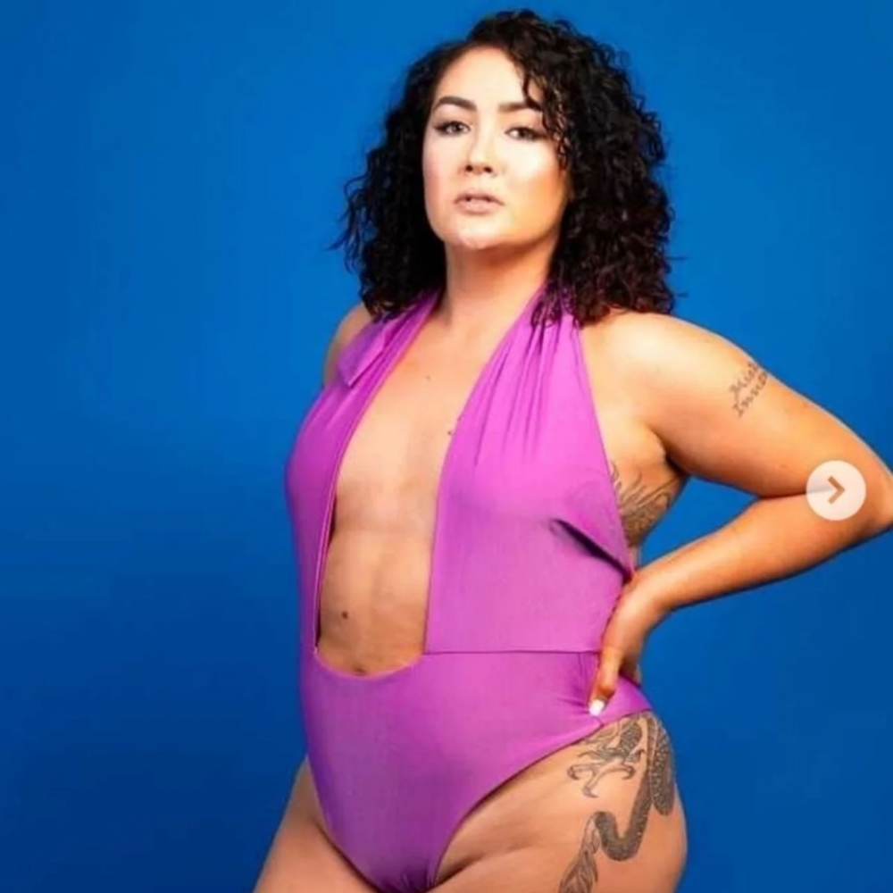 Purple cross neck one piece